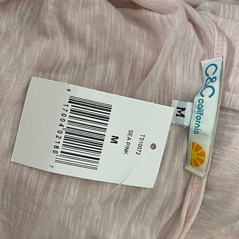 NWT C&C California Cold Shoulder Semi-Sheer Pink Tunic Top Sz. M - Picture 3 of 3